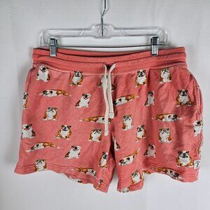 Chubbies Lounge Soft Cotton Shorts For Men Sz Large Bulldog Print Peach Dog